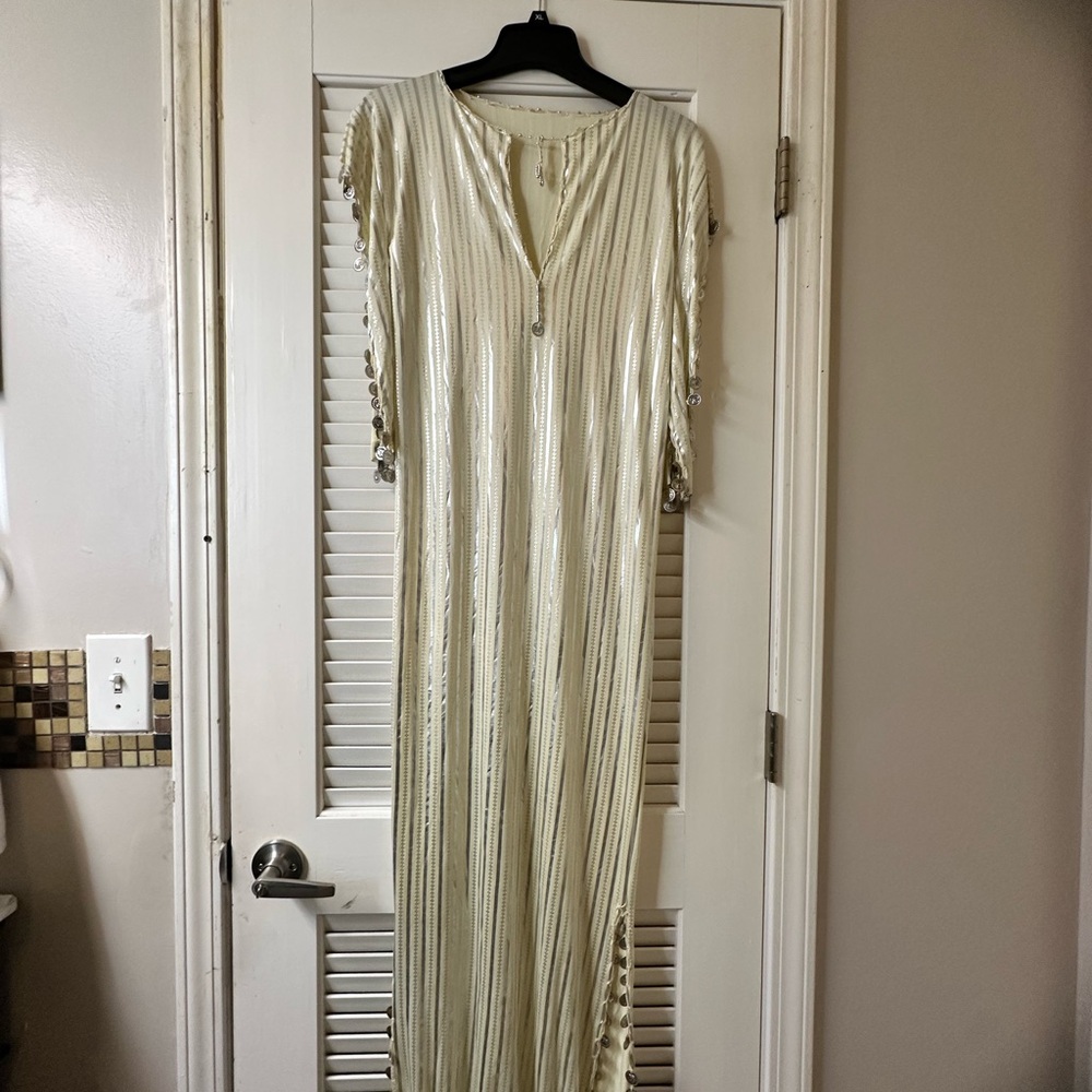 Chic Cream and Silver Women's Kaftan